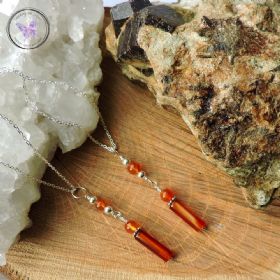 Carnelian Tube Healing Pendant Necklace